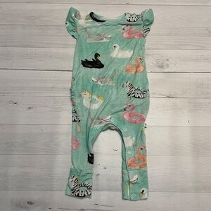 Posh Peanut Ruffled Cap Sleeve Romper‎ in Lenny